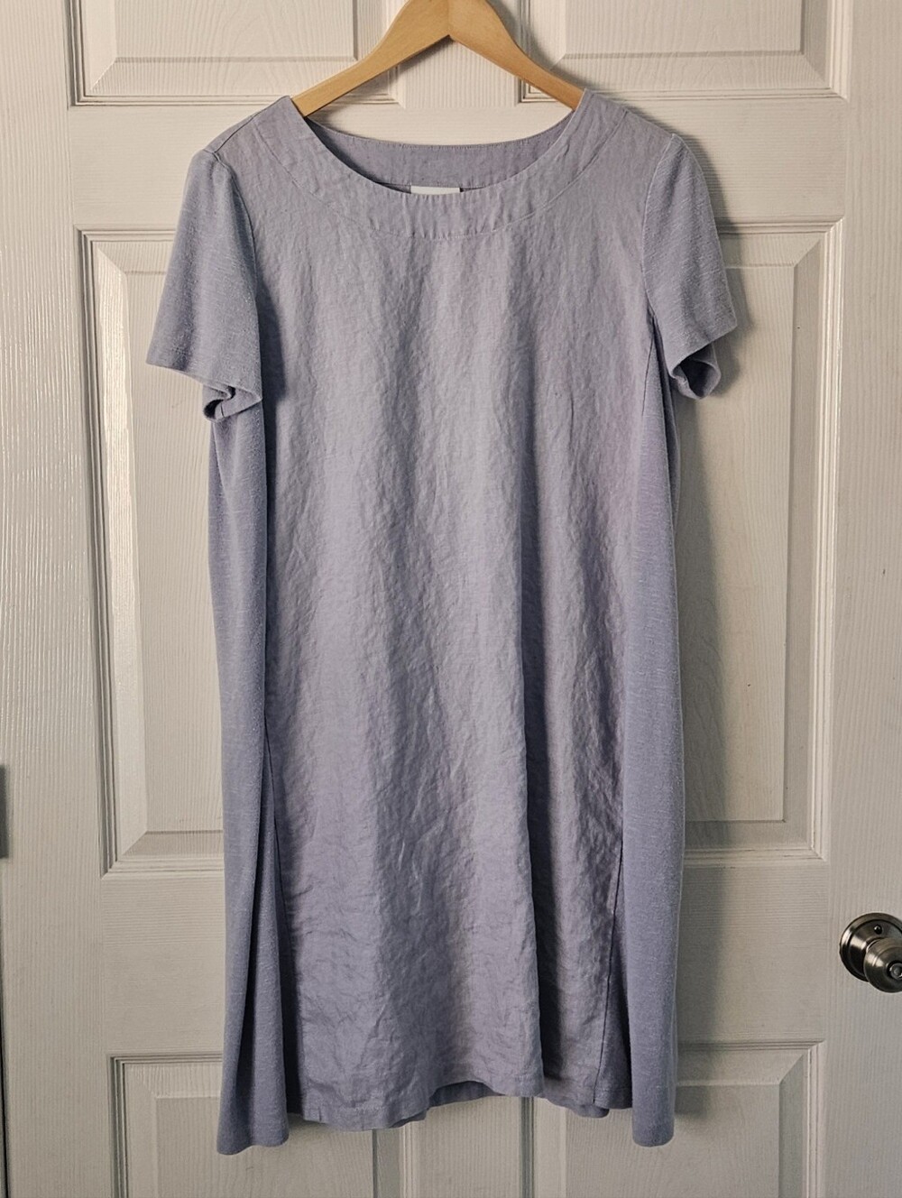 Pure J Jill Mixed Media Linen Tencel Shift Dress Lavender Lagenlook Resort Sz M